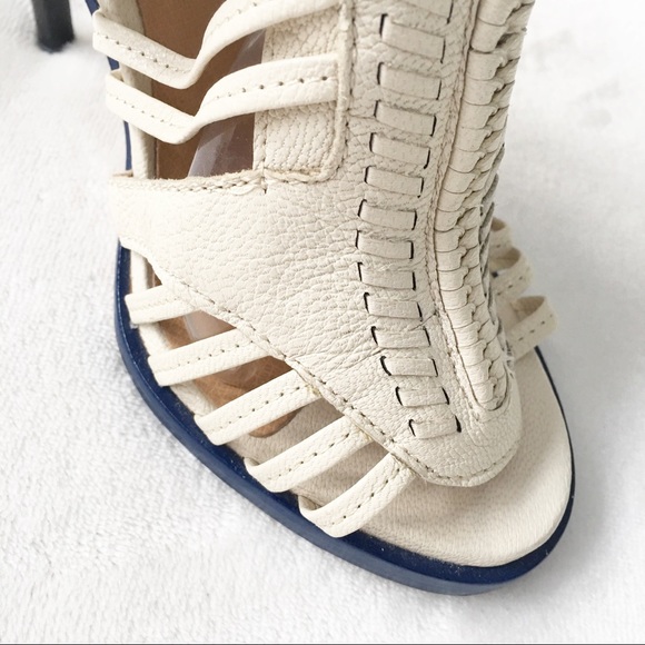 L.A.M.B. Kamy Leather Caged Heel Sandals - Picture 6 of 8